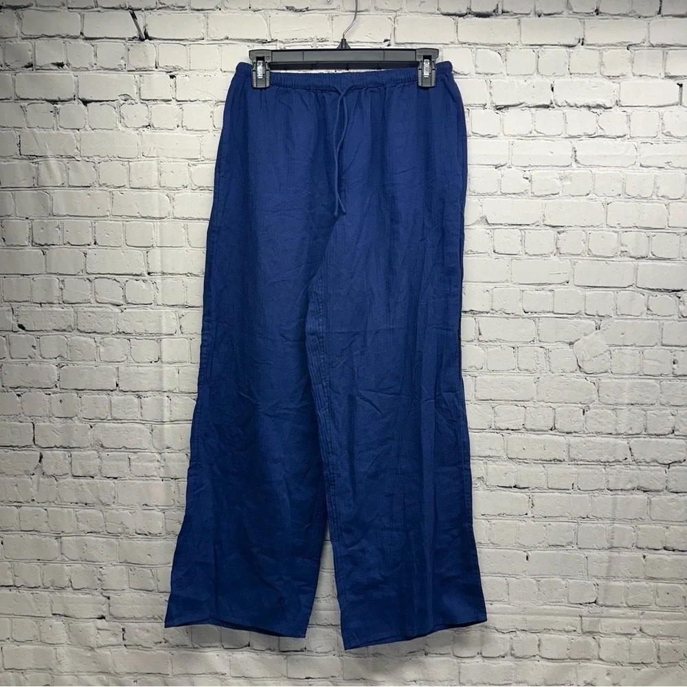 J. Crew women’s Deep Blue Casual Button-Down Shirt/pants set Sz XXS/Xs nwt over